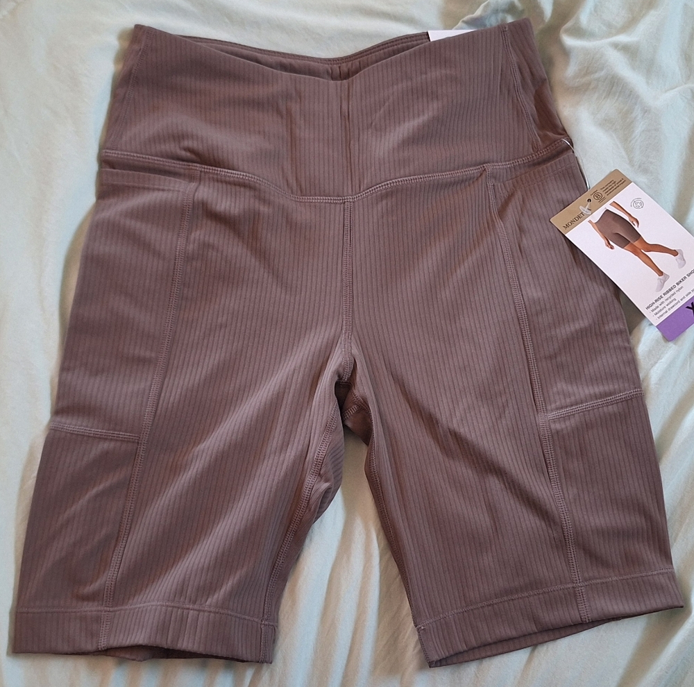 Mondetta High-rise Ribbed Athletic Shorts